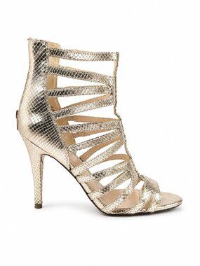 Gold Gladiator Heels Strappy Stiletto Sandals Size 7.5 Nine West